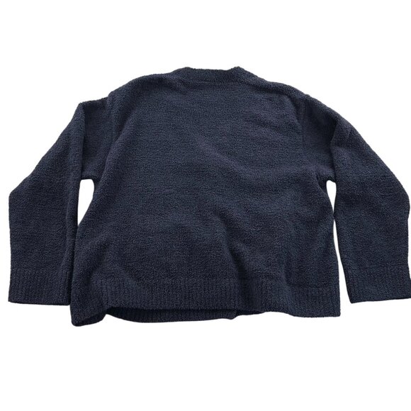 Uniqlo Womens Cardigan Sweater Size XL Navy Blue Boucle Knit Button Front Lounge - Picture 2 of 13